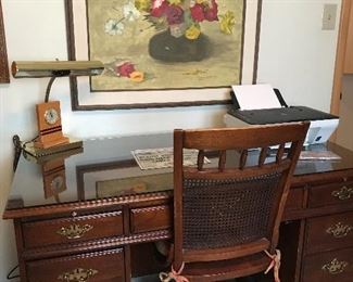 Thomasville desk with glass top.