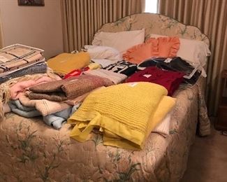 Queen bed and linens