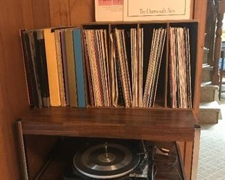Records and vintage record player