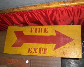 hand painted wood fire exit sign
