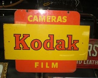 double sided hanging Kodak camera metal sign