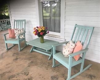 3pc wood rocker set with table