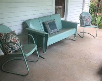 Vintage glider and 4 chairs