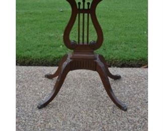 Vintage Antique Lyre Harp Mahogany Table - Set of 2