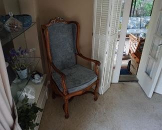 Blue high backed chair