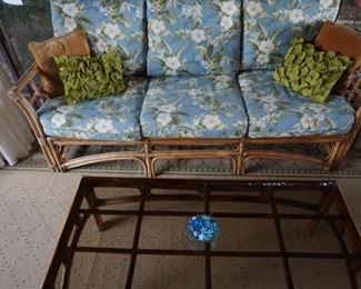 LaneVenture Bamboo Sofa, matching coffee table