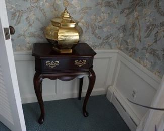 side table, brass object