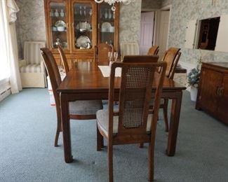 dinning table, 6 matching chaire