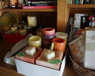 candles, books