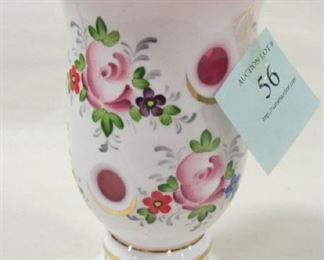 WHITE CUT TO PINK GLASS VASE