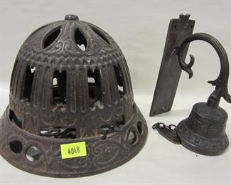 CAST IRON STRING HOLDER AND BRASS BELL