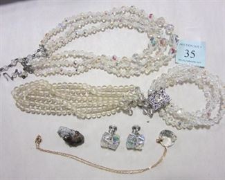 vintage faceted glass necklace and bracelet