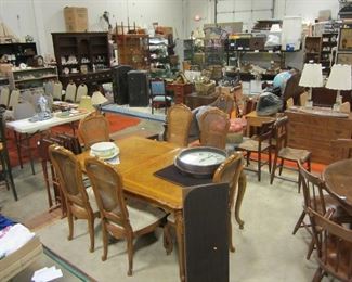 Assortment of home decor and furnishings.  Average dining set price $12.  