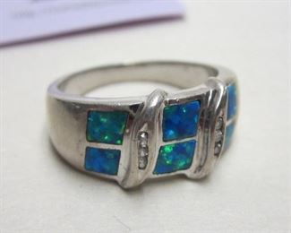 Sterling opal ring