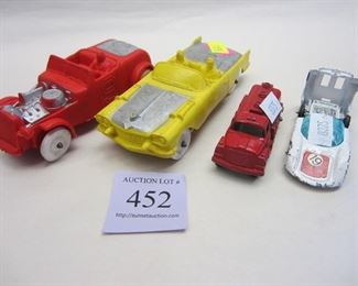 Rubber toy and dye cast cars