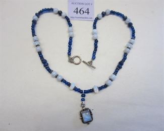 Class bead necklace with sterling