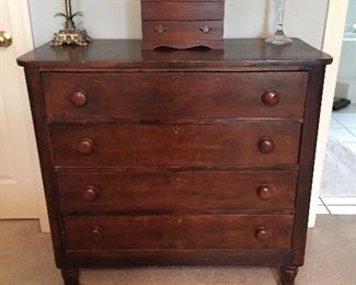 Antique walnut chest of drawers. 