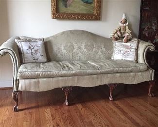 Camelback sofa in silk.  