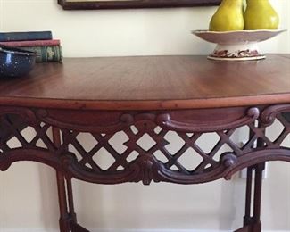 Server or side table with fretwork. 