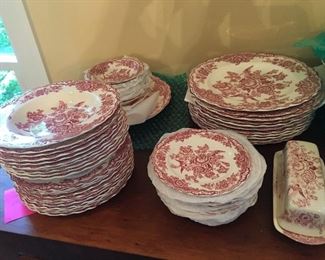 Crown Ducal Bristol dishes. Sold as a set. 25 dinner, 31 salad, 18 bread & butter, 10 soup/cereal, 9 fruit bowls, 12 cups with saucers, sugar bowl, gravy boat, butter dish, 2 serving bowls and several platters. 