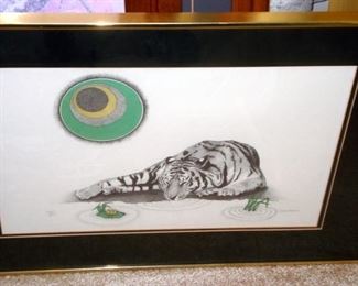 Framed Leopard Signed Pencil Art 