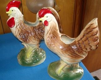 large Copley Pottery Roosters