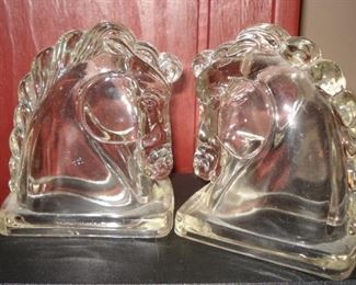 Glass Horsehead Bookends