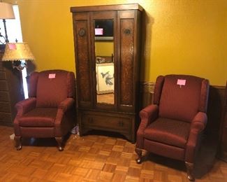 Matching pair of wing chairs