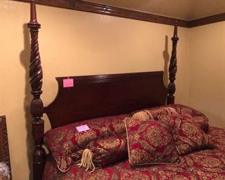 Mahogany rice bed and king size mattress with custom bedding