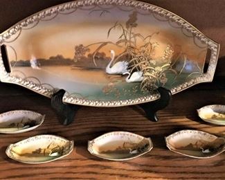 Set of vintage swan dishes