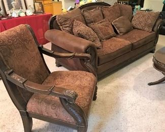 Upholstered sofa, arm chair