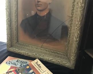 Framed antique photo, more