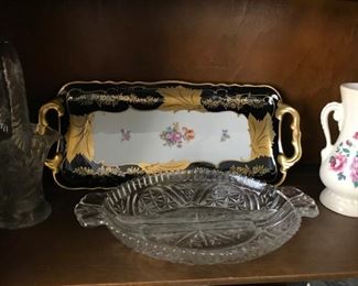 Patterned glass, vintage tray