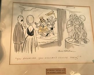 Original framed mid-century Saturday Evening Post Cartoon by Herb Green