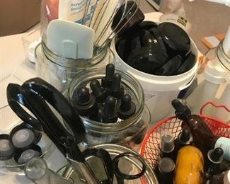 Utensils, tools, items used in processing aromatherapy type items