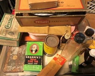 Vintage tins, bottles, advertising