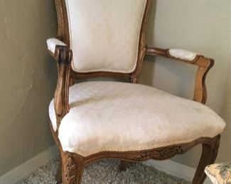 Vintage French carved Chair and multiple other accent chairs