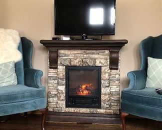 Fireplace And Queen anne chairs