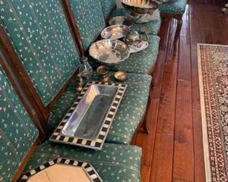 Baker chairs and several, I mean several, pieces of silver plate (may be some sterling items -- don't know how to tell)