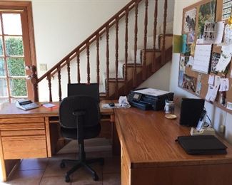 Large Oak Desk for Office with Chair.