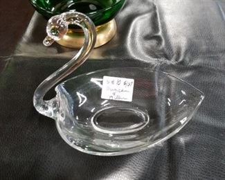 Duncan Miller clear swan dish\