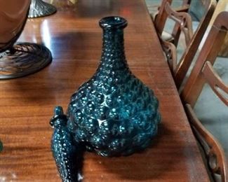 Green decanter with stopper