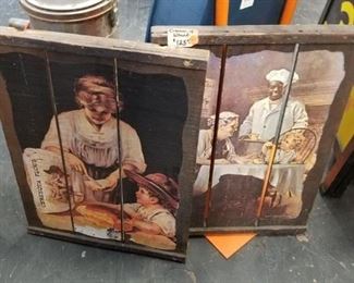 2 Assorted advertising signs on wood Cream of Wheat etc