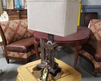 Western saddle style table lamp with shade