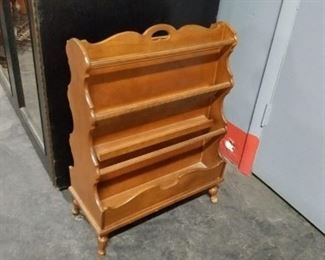 Multi level solid wood magazine rack