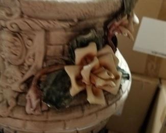 20" Rare Capodimonte wishing well with pail