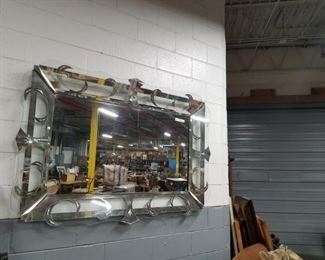 6 foot silver accent shadow box style MCM mirror