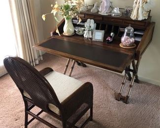 faux bamboo pull down desk and chair