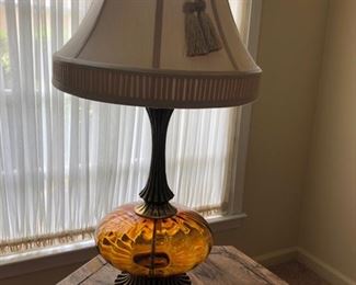 vintage amber glass lamp
