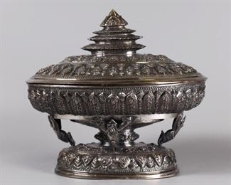 Asian silver soup tureen, possibly 19th c.